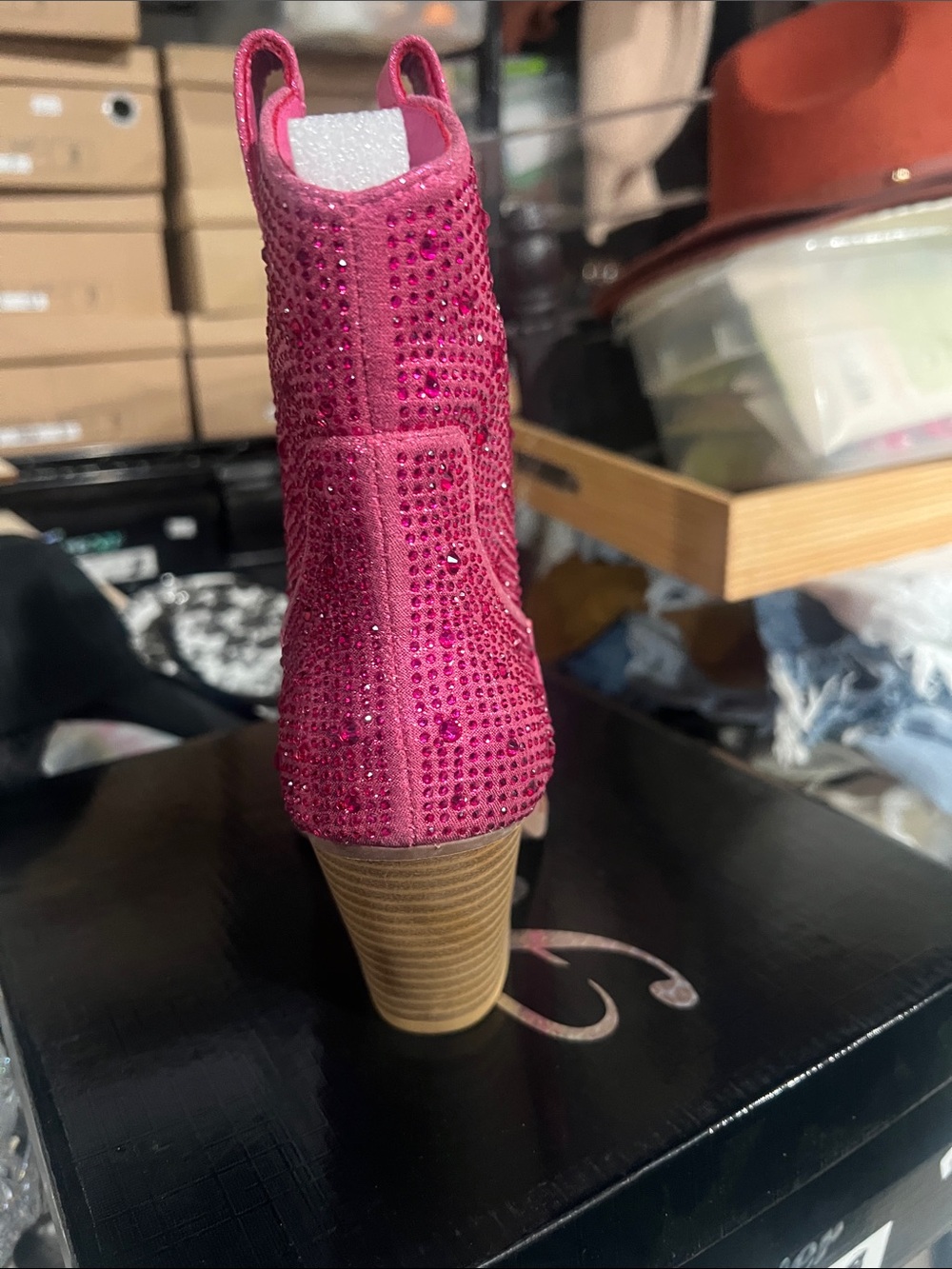 Pink Rhinestone Ankle Boots - Picture 5 of 6